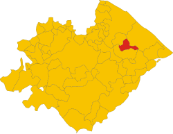 Map of comune of Cartoceto (province of Pesaro and Urbino, region Marche, Italy)